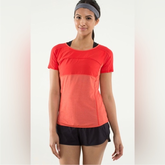 Lululemon Run Fast Track Short Sleeve Shirt. Open in Back. Tangerine. Women 6/8 - Picture 2 of 8